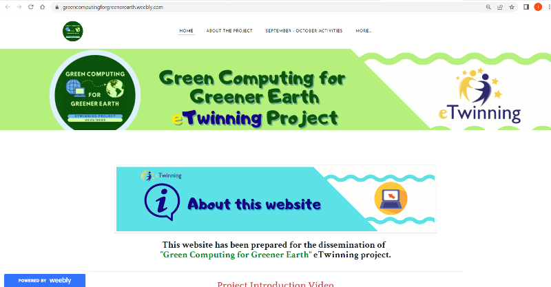 Weebly stranica projekta
